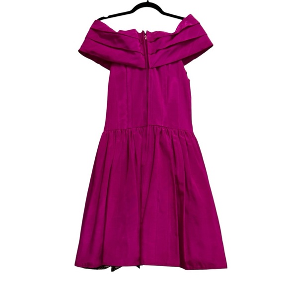 Jessica McClintock Pink Off-Shoulder Party Barbie Prom 80’s Ruched A-Line Dress - Picture 6 of 15